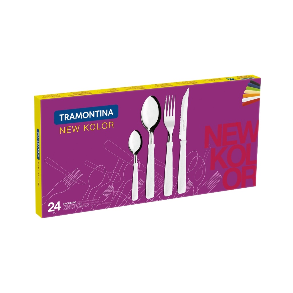 JUEGO DE CUBIERTOS TRAMONTINA 23199/162 NEW KOLOR 24 PZAS