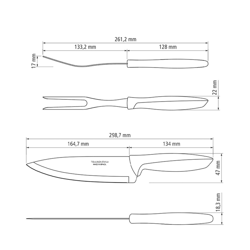 JUEGO P/ASADO TRAMONTINA 23498/410 PLENUS 2 PZS