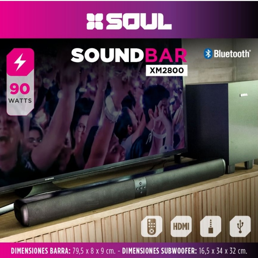 BARRA SONIDO SOUL PLT-XM2800 90W C/SUBWOOFER 30W