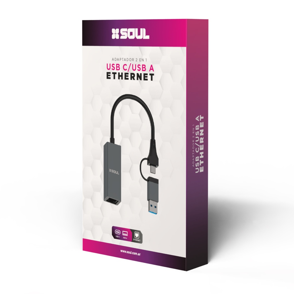 ADAPTADOR SOUL ADAP-S01 USB-ETHERNET 100Mbps