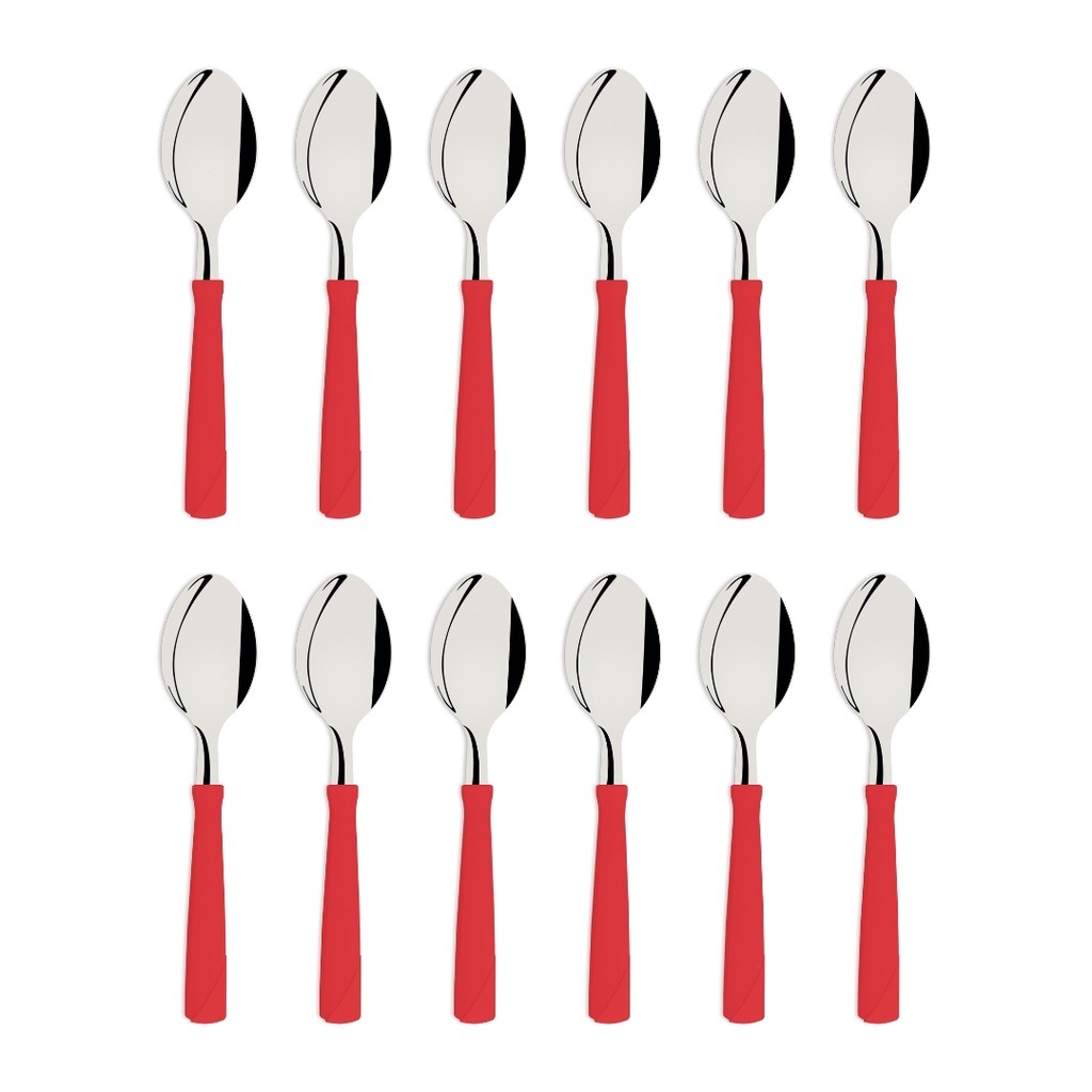 CUCHARA DE TE TRAMONTINA 23167/970 NEW KOLOR 12PZS ROJO