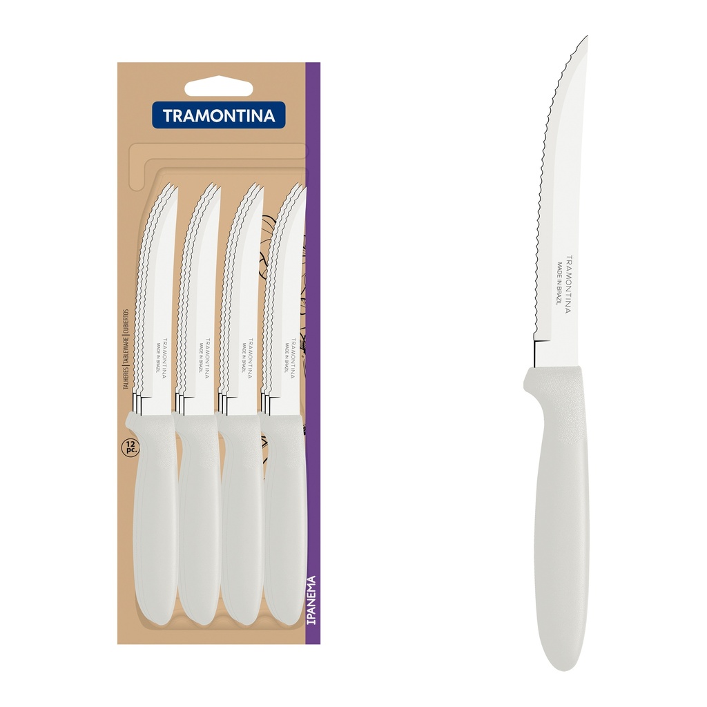 CUCHILLOS P/ASADO TRAMONTINA 23360/985 IPANEMA 12PZS BLANCO