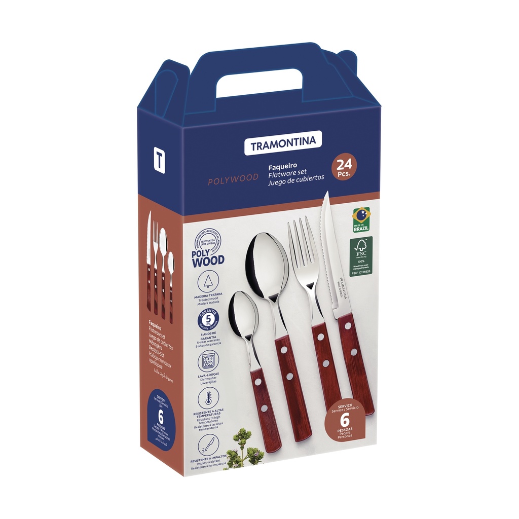 JUEGO CUBIERTOS TRAMONTINA 21199/705 POLYWOOD 24PZS