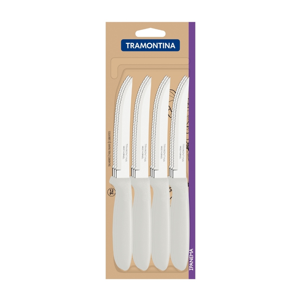 CUCHILLOS P/ASADO TRAMONTINA 23360/985 IPANEMA 12PZS BLANCO