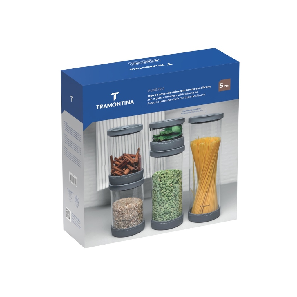 JUEGO DE CONTENEDORES TRAMONTINA 64220/760 PUREZZA 5 PZS VIDRIO