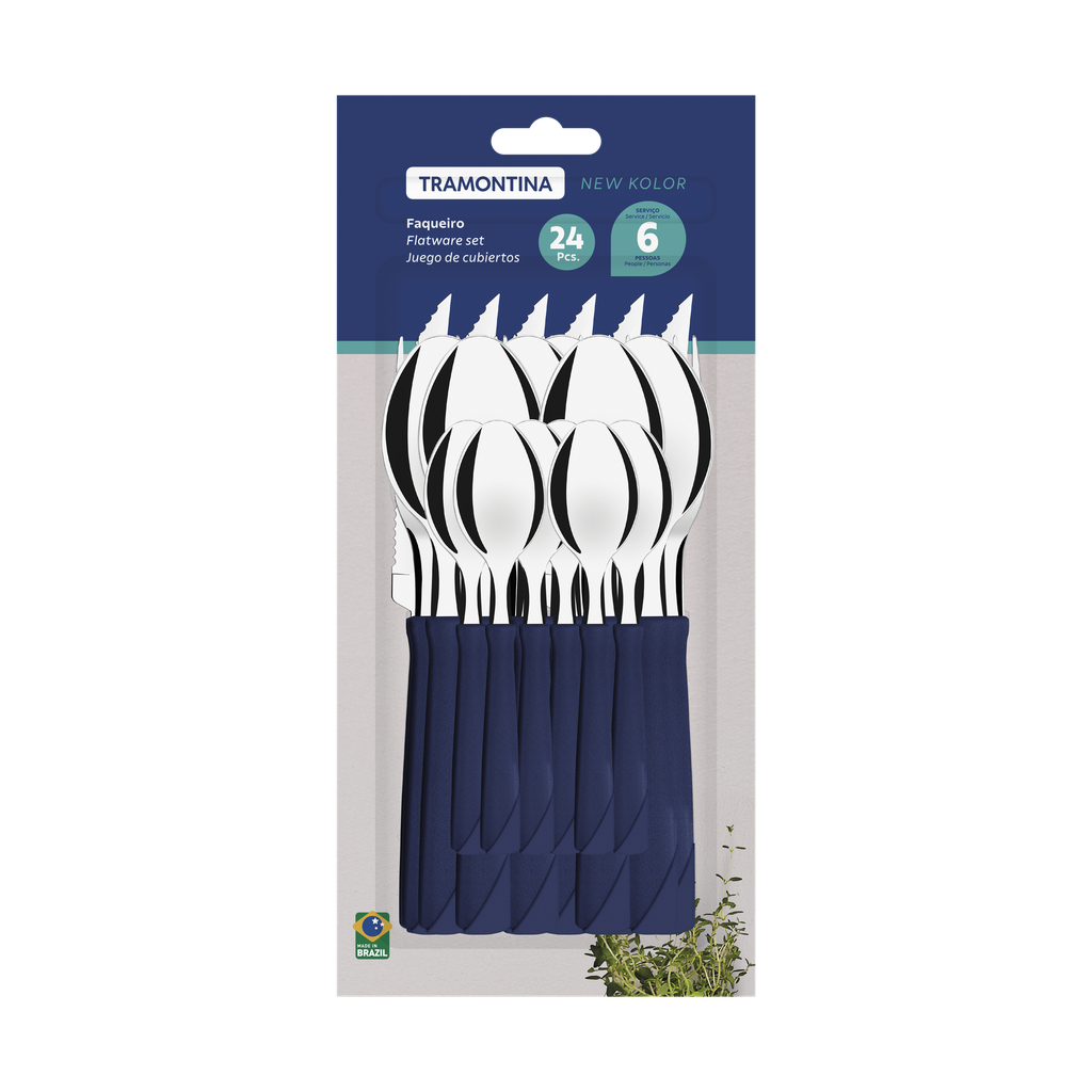 JUEGO DE CUBIERTOS TRAMONTINA 23198/194 NEW KOLOR 24PZS AZUL