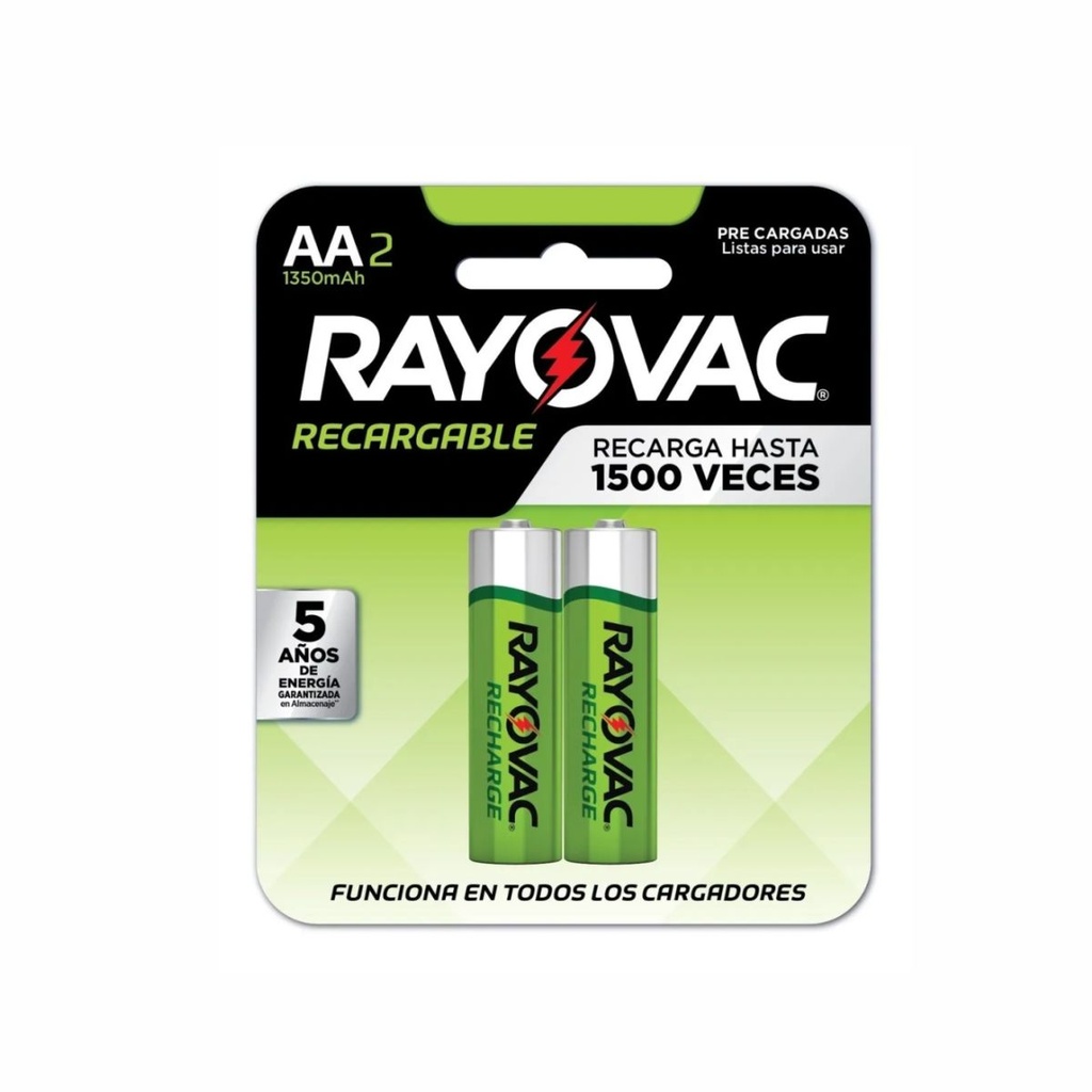 PILA RAYOVAC AA RECARGABLE BP2 1350mAh