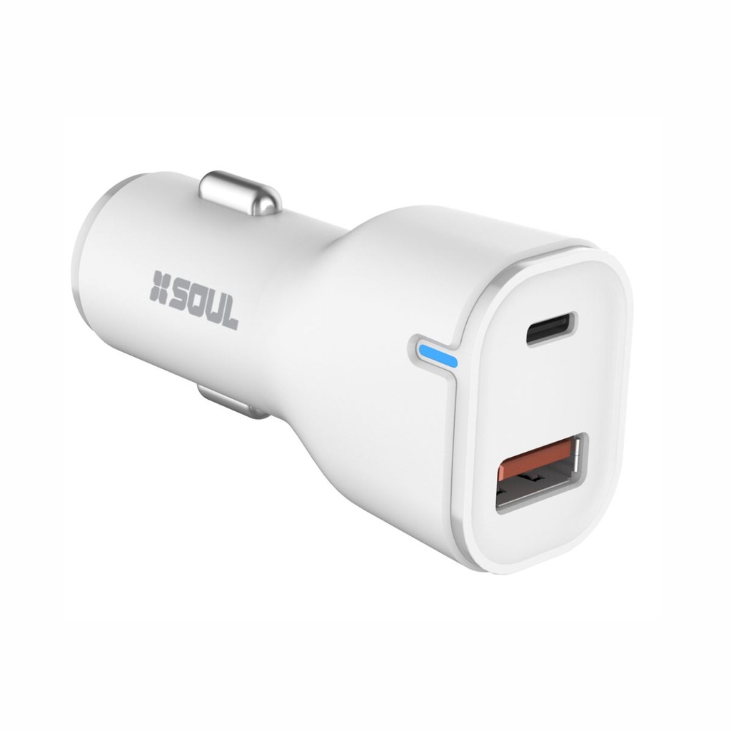 CARGADOR DE AUTO SOUL CAQ-USBDUALPDM 20W 3.0A MICRO USB