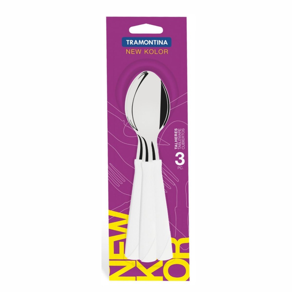 CUCHARA DE MESA TRAMONTINA 23163/380 NEW KOLOR 3PZS BLANCO