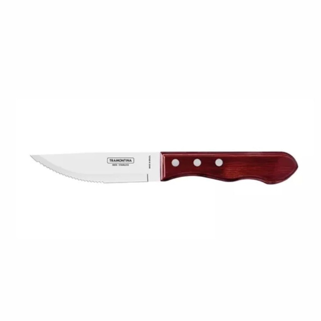 CUCHILLO P/ASADO TRAMONTINA 21116/075 POLYWOOD 12 PZS ROJO
