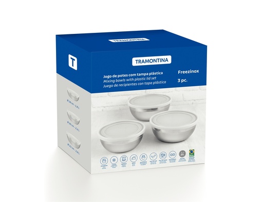 [086-20210] JUEGO DE CONTENEDORES TRAMONTINA 64220/210 FREEZINOX 3PZS REDONDOS