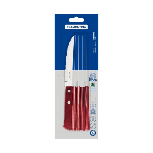 [086-41479] CUCHILLOS P/ASADO TRAMONTINA 21100/675 POLYWOOD 6PZS
