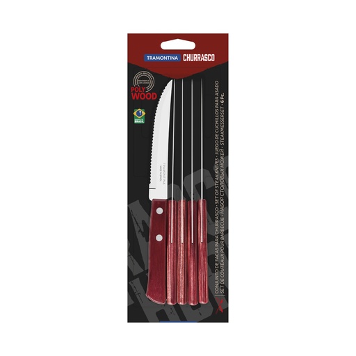 [086-89942] CUCHILLOS P/ASADO TRAMONTINA 21198/715 POLYWOOD 6PZS