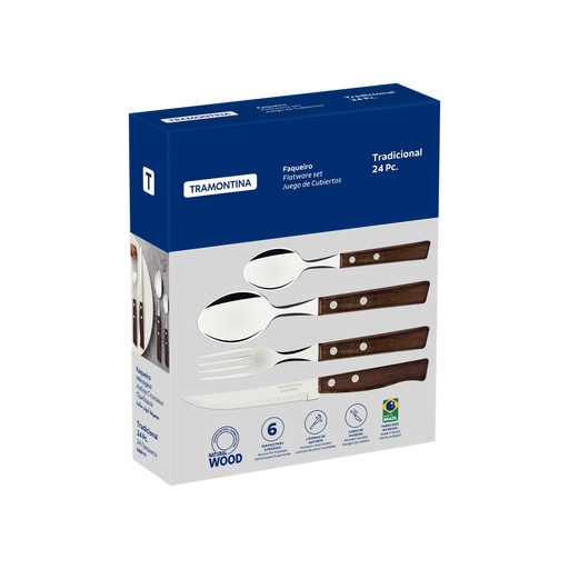 [086-12339] JUEGO CUBIERTOS TRAMONTINA 22299/050 TRADICIONAL 24PZS