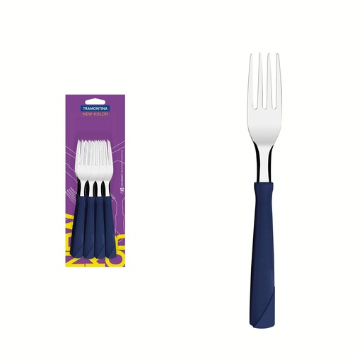 [086-71940] TENEDORES DE MESA TRAMONTINA 23162/910 NEW KOLOR 12PZS AZUL