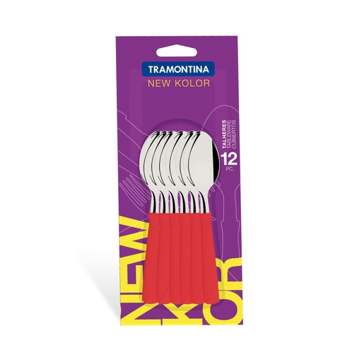 [086-27453] CUCHARA DE TE TRAMONTINA 23167/970 NEW KOLOR 12PZS ROJO