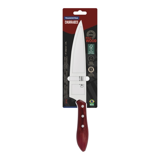 [086-89178] CUCHILLO TRAMONTINA 21189/178  POLYWOOD ROJO 8"