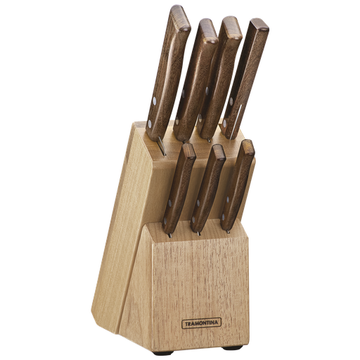 [086-99026] JUEGO DE CUCHILLOS TRAMONTINA 22299/026 TRADICIONAL 8PZS CON TACO MADERA NATURAL