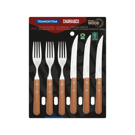 [086-91191] JUEGO DE CUBIERTOS TRAMONTINA 22399/030 CHURRASCO 12 PZAS