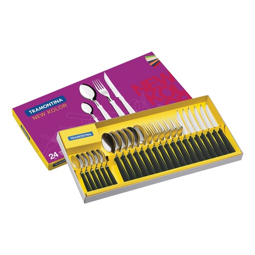 [086-68971] JUEGO DE CUBIERTOS TRAMONTINA 23199/062 NEW KOLOR 24 PZAS NEGRO