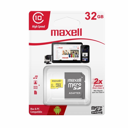 [157-92570] MICRO SD MAXELL MCSD-32CL10 C/ADAPTADOR