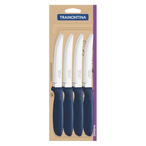 [086-60915] CUCHILLO P/ASADO TRAMONTINA 23360/915 IPANEMA 12PZS AZUL