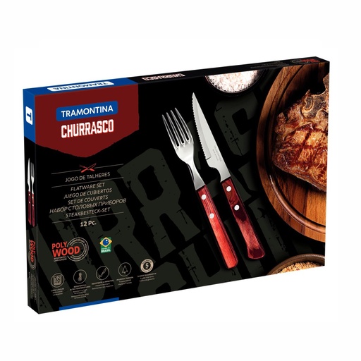 [086-99709] JUEGO DE CUBIERTOS TRAMONTINA 21199/709 POLYWOOD 12PZS